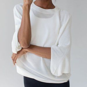 Savvi Katrina Crepe Sweater 3/4 Sleeve Dolman Sleeve White Med Large